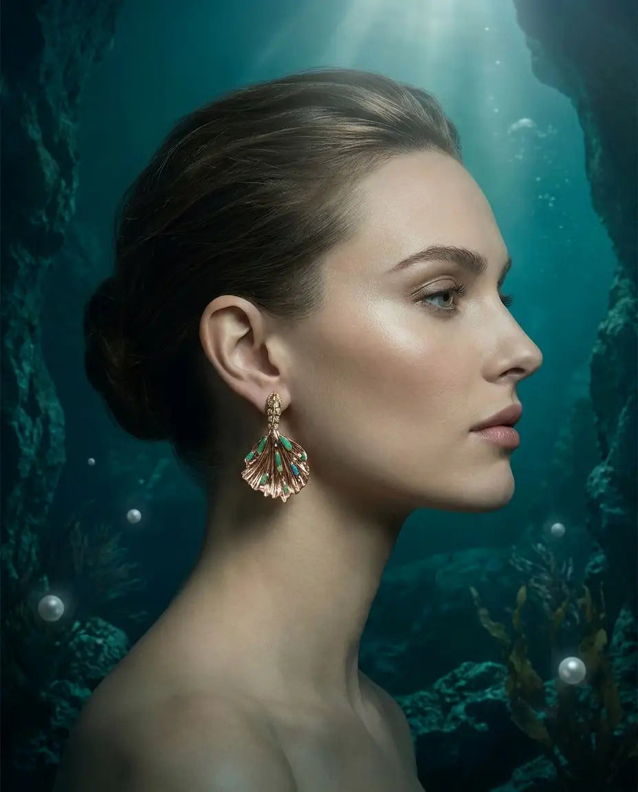The Mermaid earrings worn
