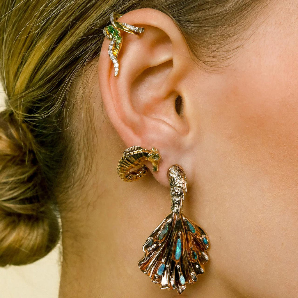 The Mermaid earrings worn detail